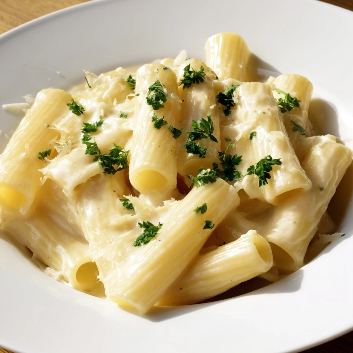 Spoonful of rich creamy meal pasta sauce with garlic, butter, and Parmesan ready to toss with pasta.  