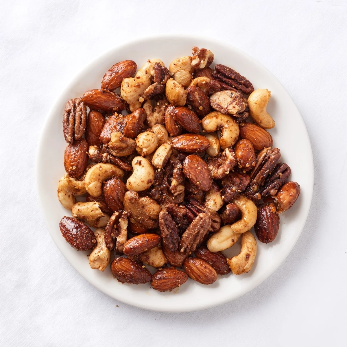 Fork showing the crunchy texture of our homemade Spicy Snack Nuts Mix, coated in spices.