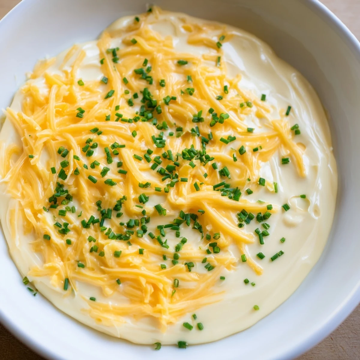 Creamy Snack Cheese Dip served warm in a rustic bowl, garnished with fresh chives and paired with crackers and crisp veggies.