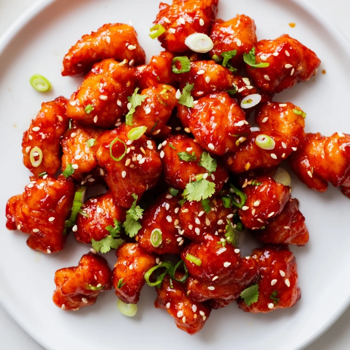 A close-up of Sweet and Spicy Thai Chicken with lime wedges and sesame seeds, ready for a delicious dinner.