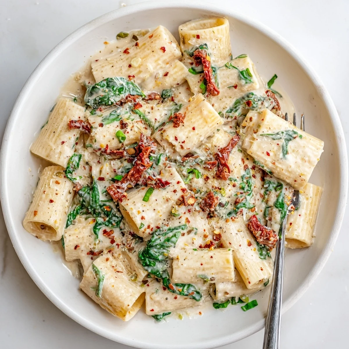 In a rustic kitchen, Creamy Tuscan Garlic Sauce simmers with garlic and herbs, ready to coat grilled chicken or shrimp.