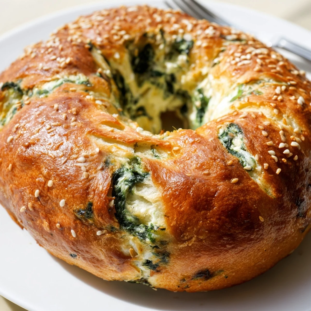Freshly baked Spinach Cottage Cheese Flagels on a cooling rack, showcasing their chewy texture and hearty, flattened bagel shape perfect for breakfast.