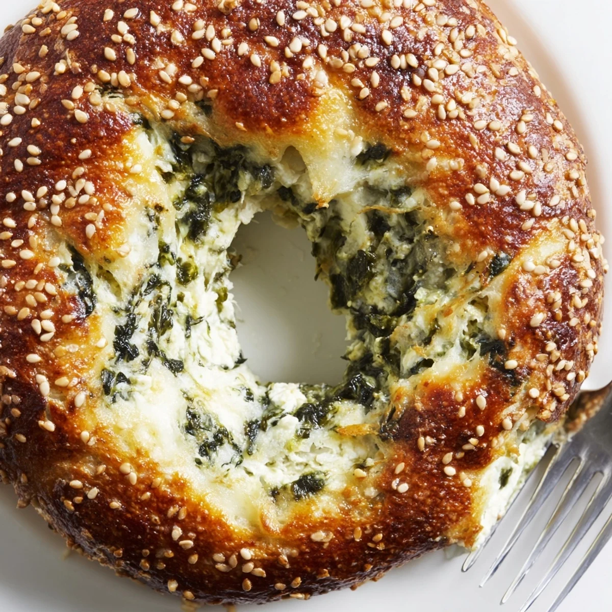 Two toasted halves of Spinach Cottage Cheese Flagels spread with butter, served beside a steaming cup of coffee for a cozy morning snack.