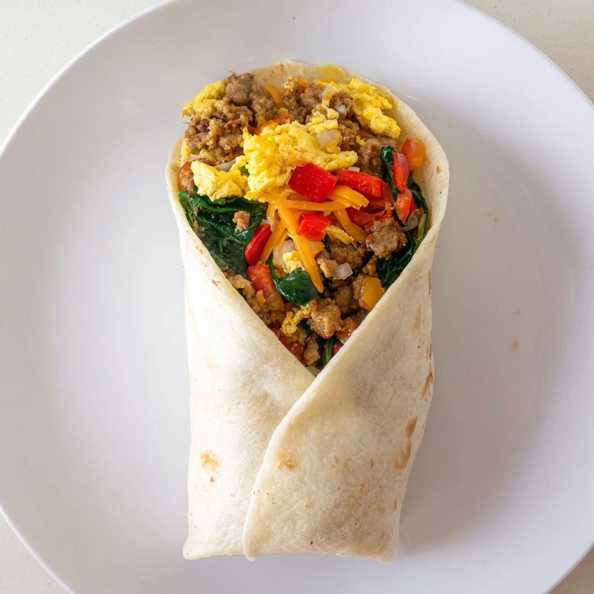 Golden make-ahead breakfast burritos wrapped in foil with scrambled eggs, melted cheddar, and savory sausage filling