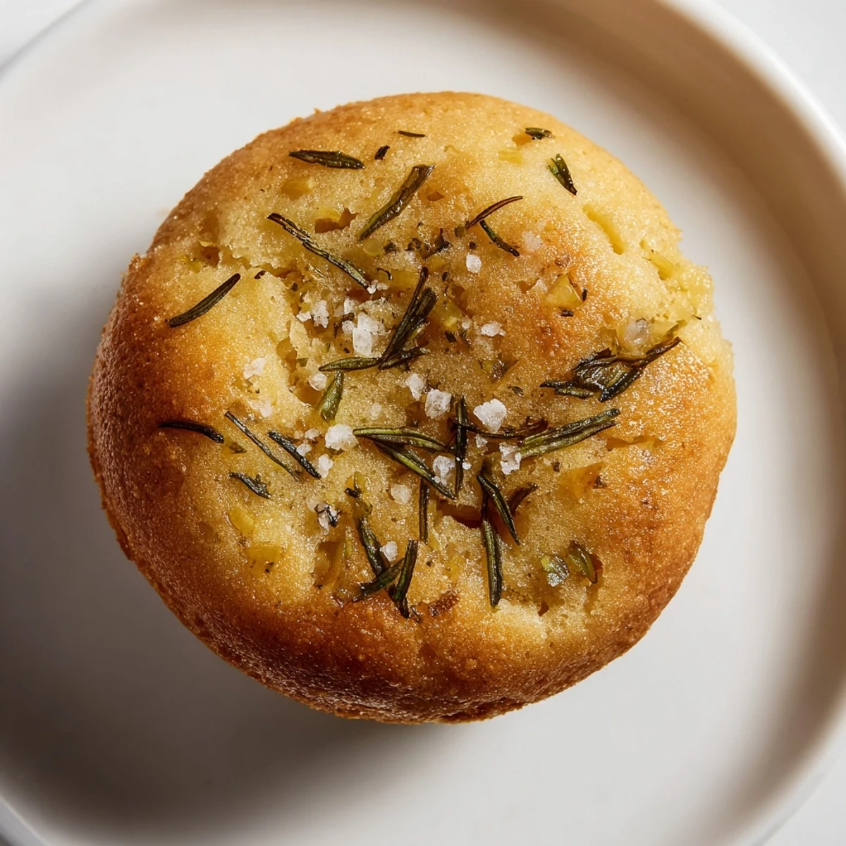 Warm Italian focaccia muffins topped with fresh rosemary and glistening olive oil