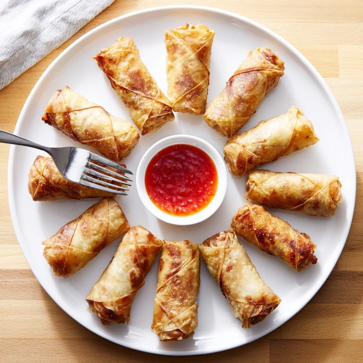 Crispy fried Crab Rangoon egg rolls featuring savory crab meat and cream cheese on a white plate