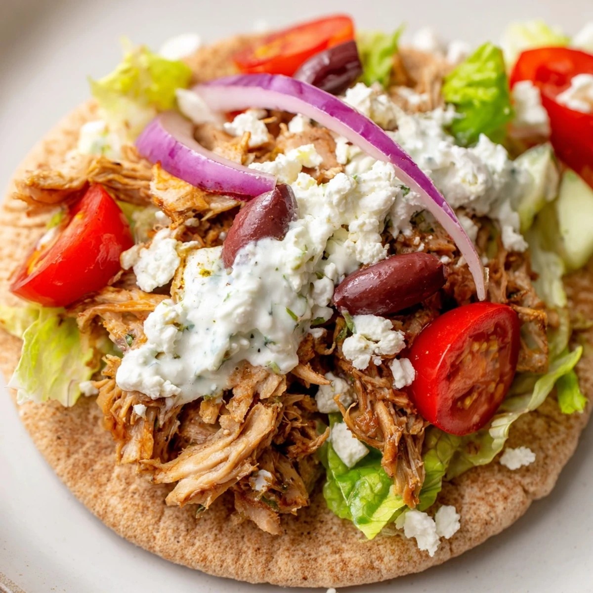 Mediterranean slow cooker chicken spiced with oregano and topped with cool creamy homemade tzatziki sauce.