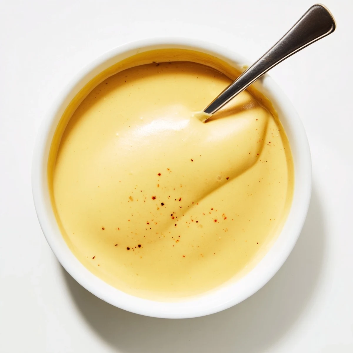 Smooth savory cheese sauce for fries with melted texture poured on salty snacks