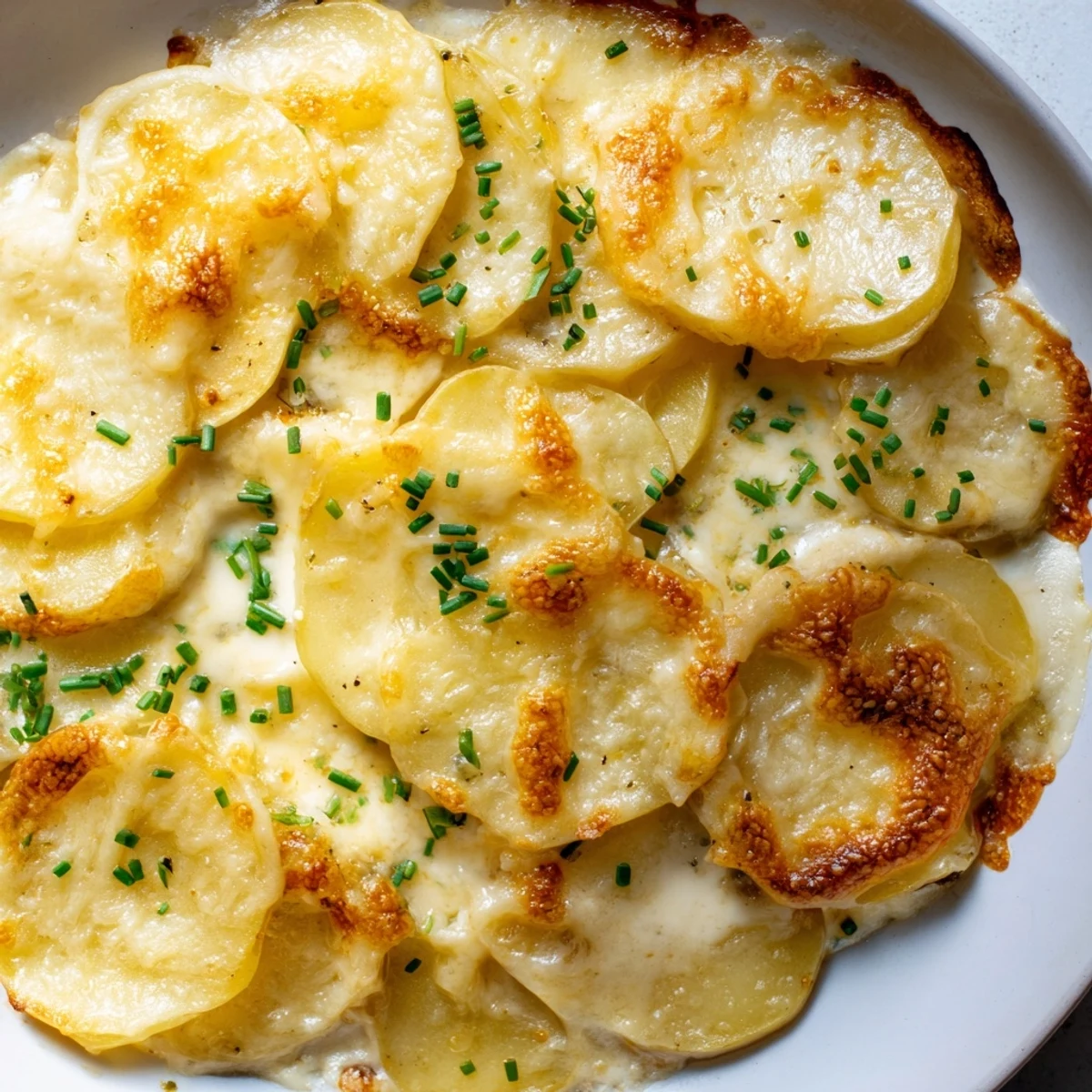 Tender sliced Yukon Gold potatoes layered with rich Gruyère baked until golden and bubbling
