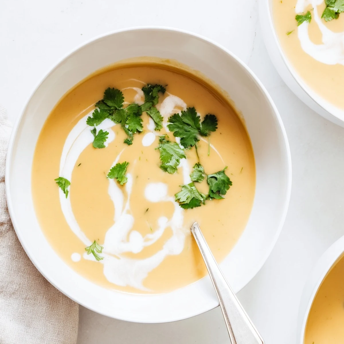 Steaming bowl of spicy apple soup recipe featuring smooth pureed texture and vibrant autumn colors