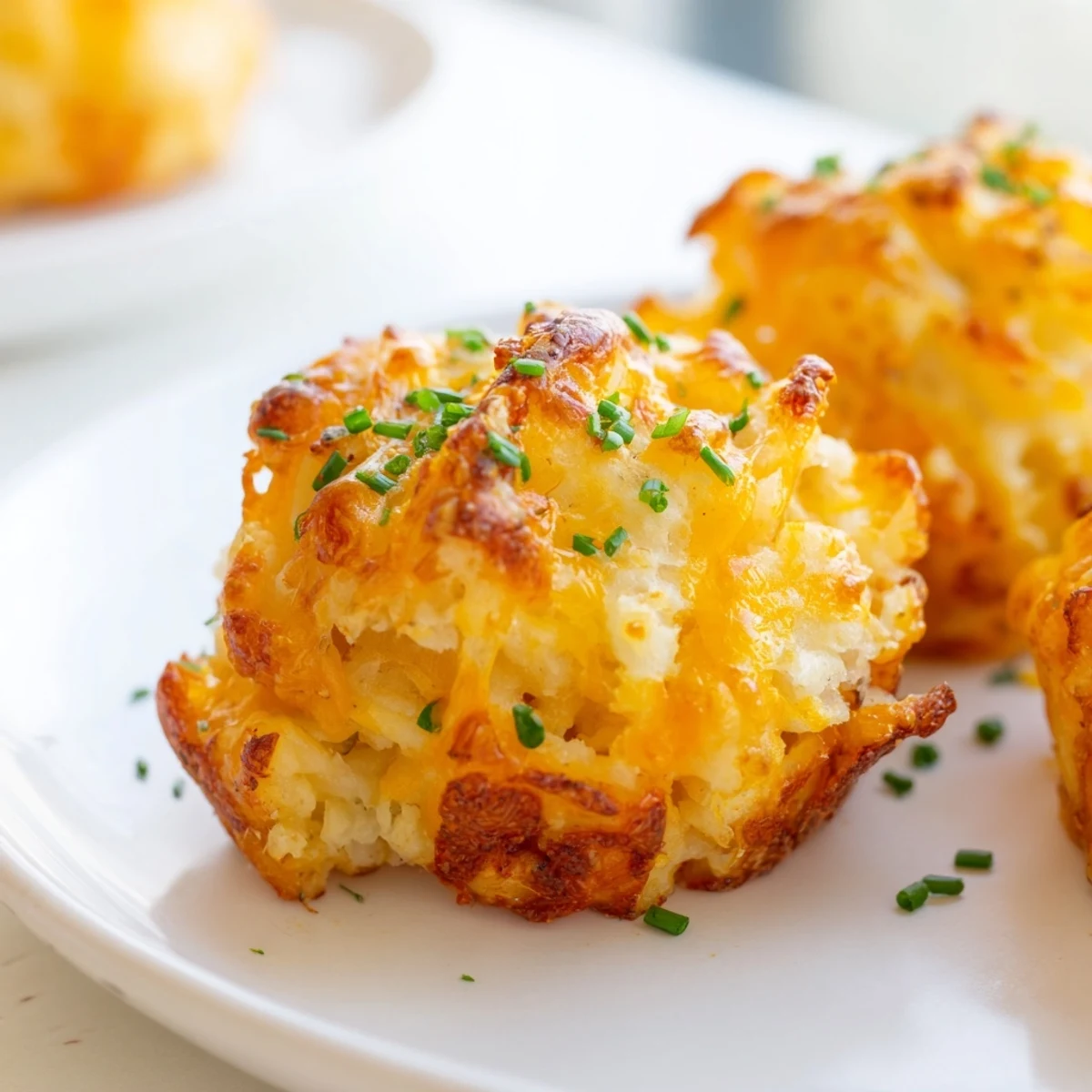 Golden Mashed Potato Cheese Puffs baked until crispy with melted cheddar throughout