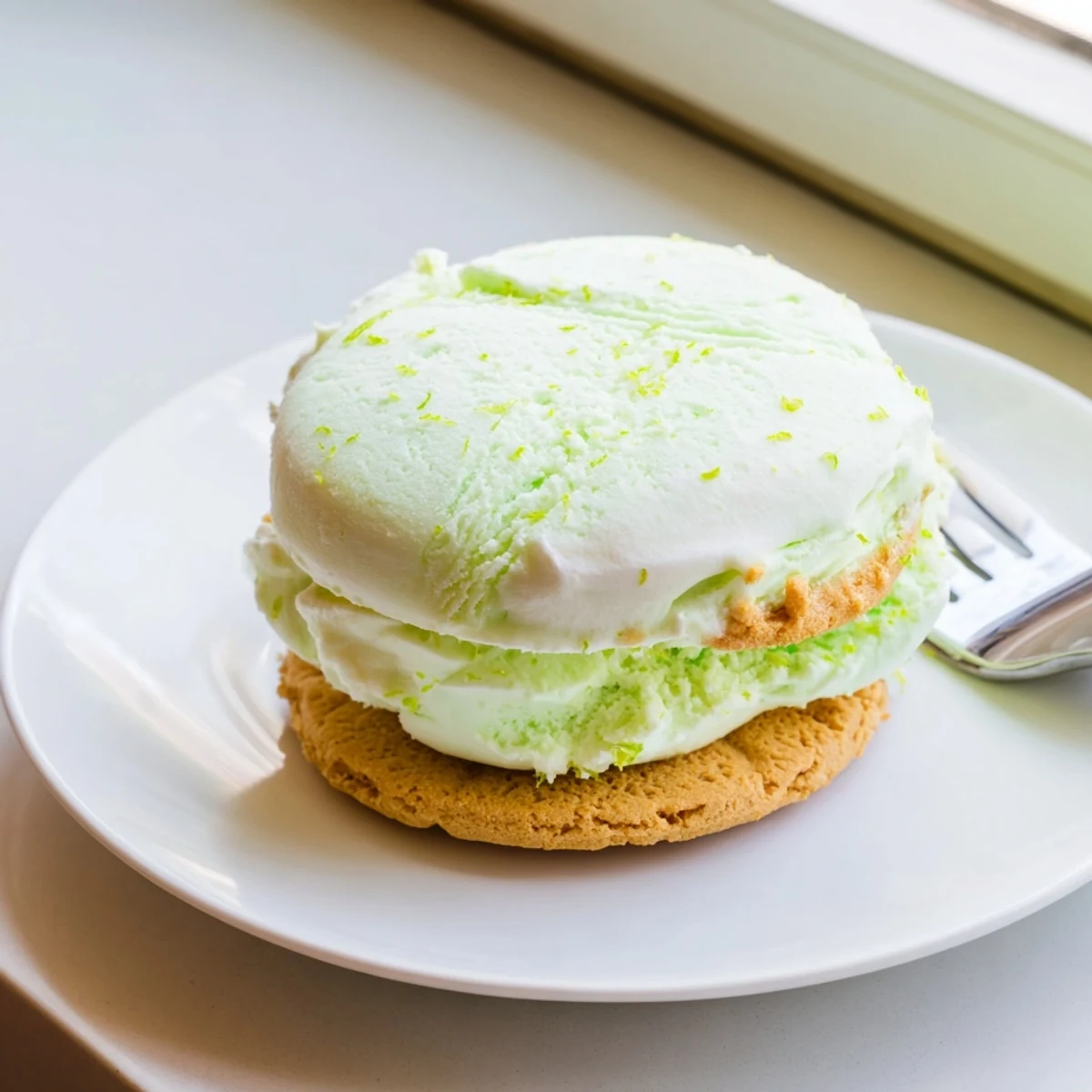 Key Lime Pie Ice Cream Sandwiches with zesty lime filling and crumbly graham cookies