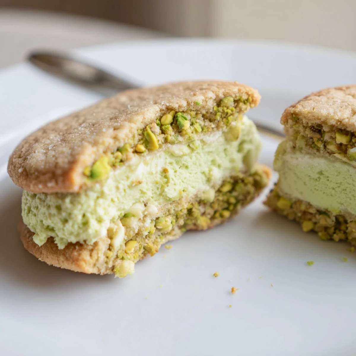 Serve the Pistachio Cream Cookies Recipe with Earl Grey; nutty crunch, silky filling