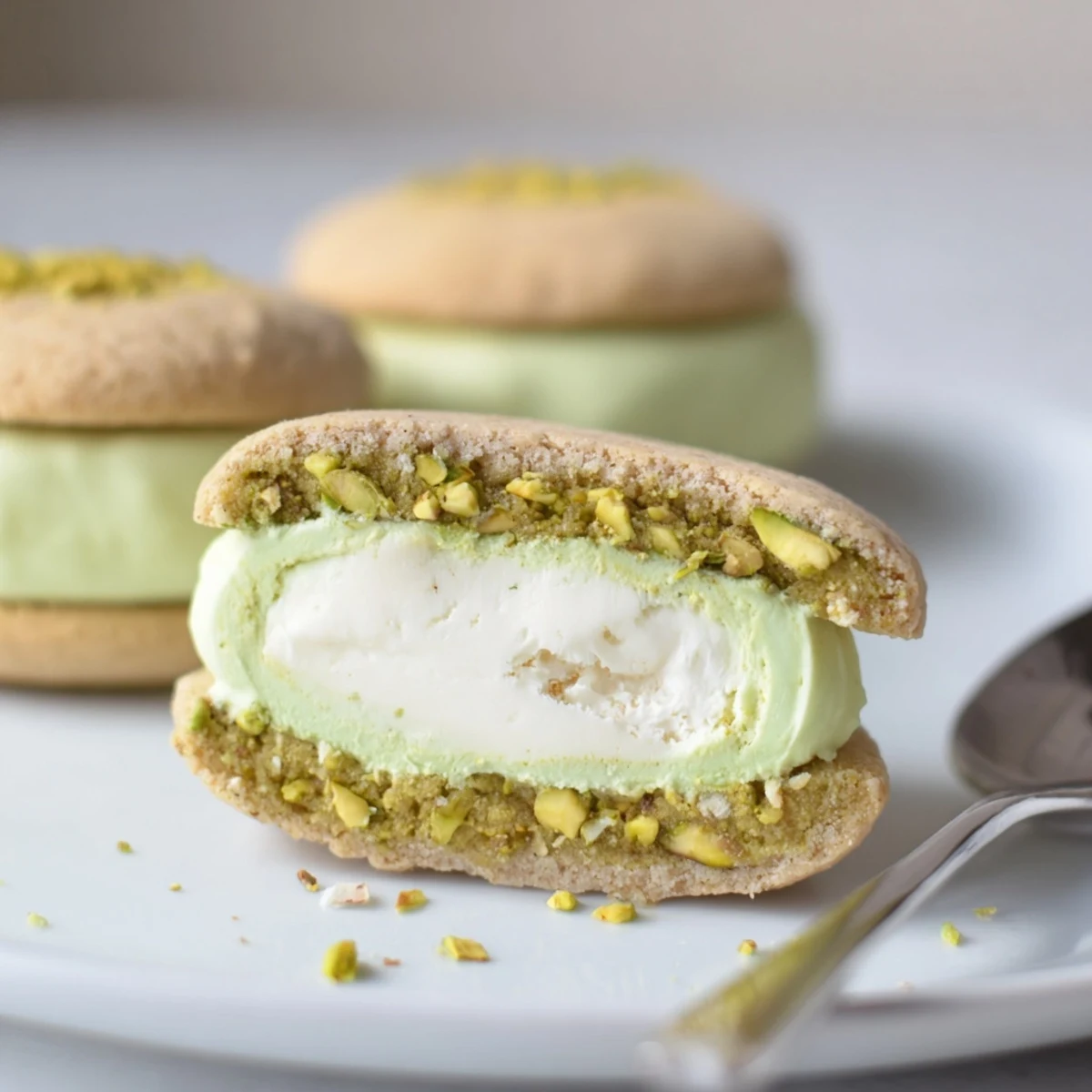 Warm tea treats — Pistachio Cream Cookies Recipe cooling on a wire rack