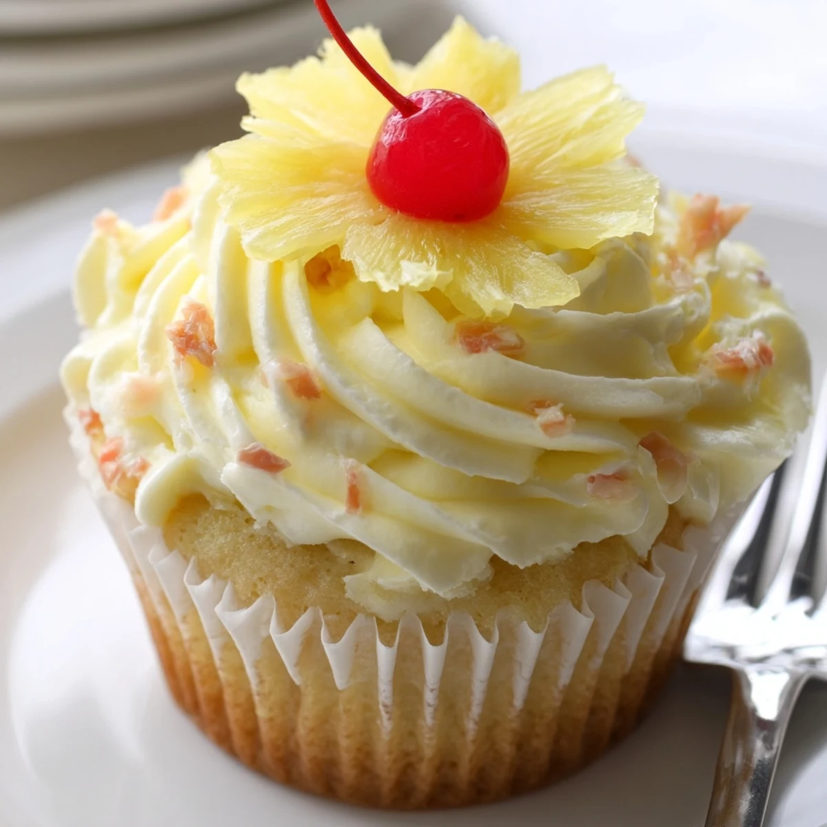 Dole Whip Cupcakes Recipe cooled on rack, light crumb and pineapple-scented warmth