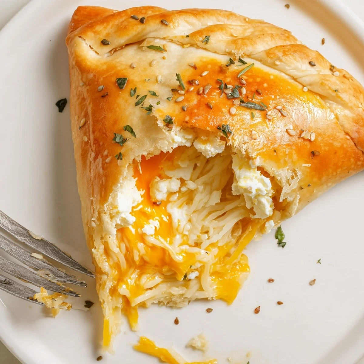 Baking sheet filled with Cheese Fatayer Recipe, golden, glossy, nigella-speckled