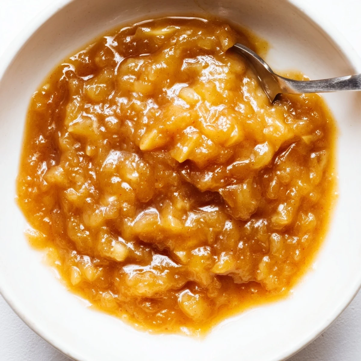 Warm Fall Caramel Apple Jam spooned over toast, sticky amber swirls.