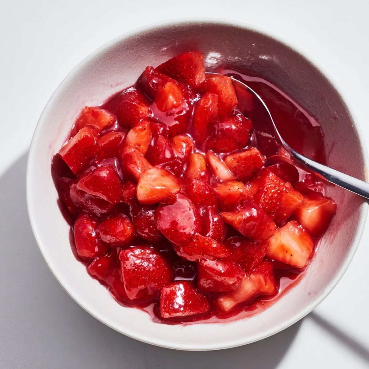 A bowl of Strawberry Cake Filling Recipe, sweet-tart aroma, perfect for cupcakes