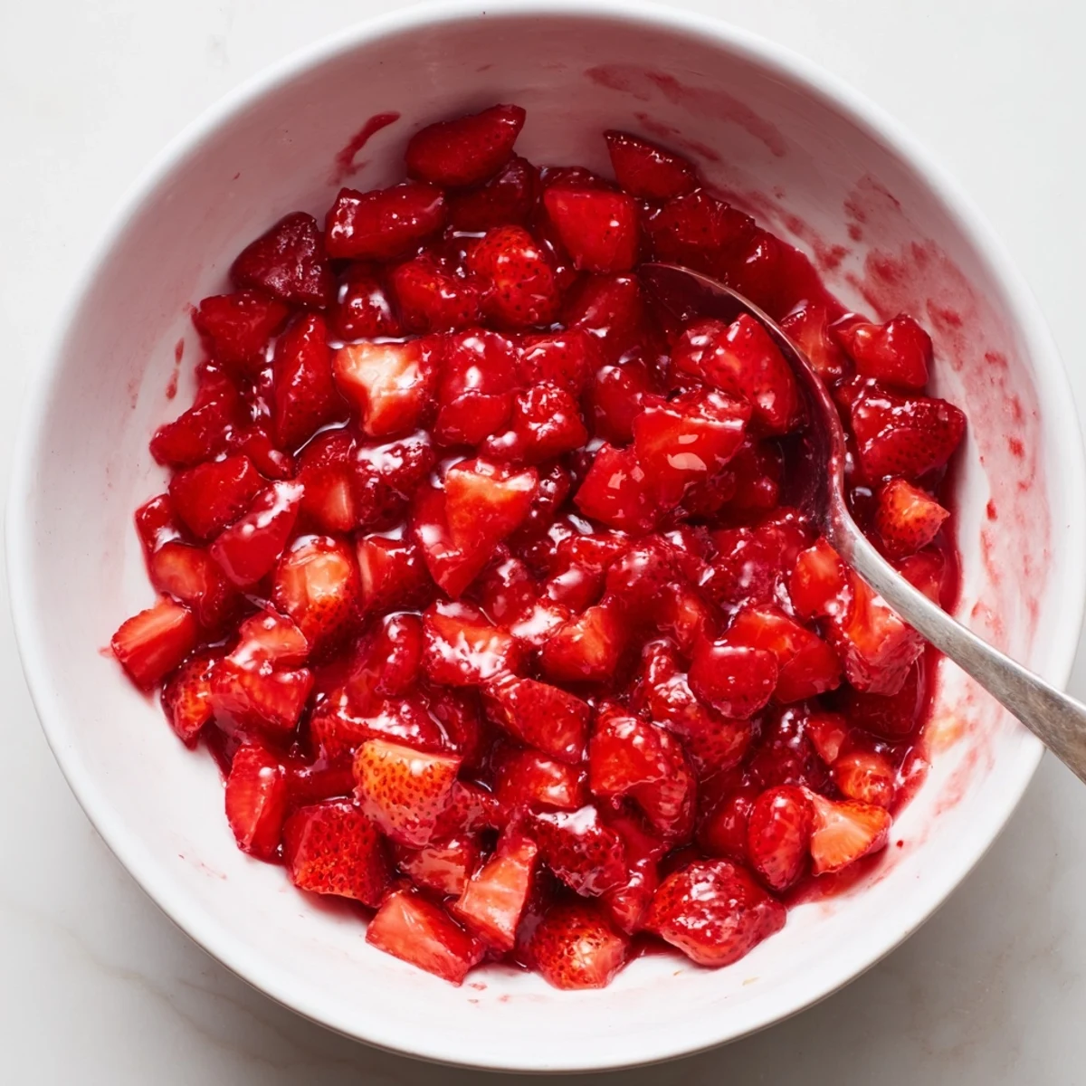 Strawberry Cake Filling Recipe glossy, ruby chunks simmered and spooned between cake layers