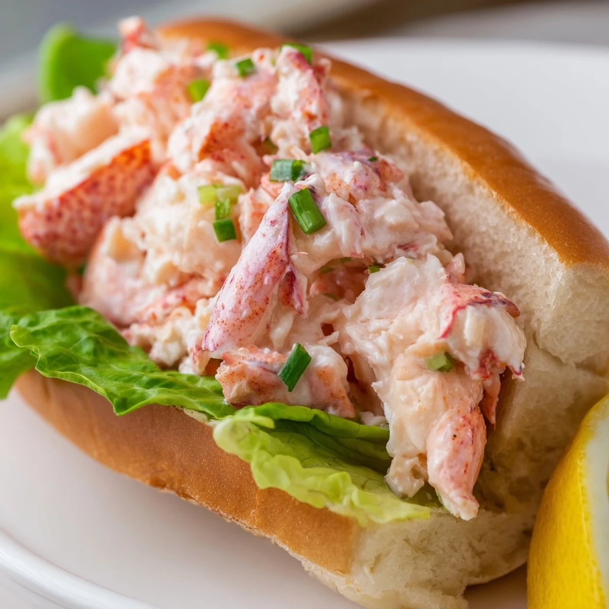 Buttery grilled roll overflowing with tender chunks of Maine style lobster rolls dressed in light mayonnaise
