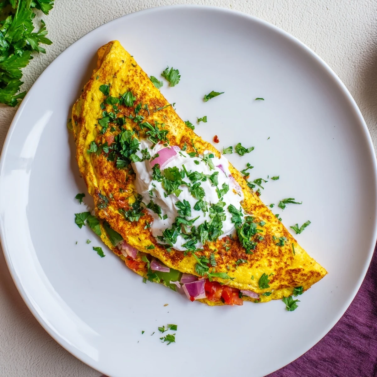 Protein-packed Afghani omelette loaded with diced tomatoes, peppers, and herbs for a nutritious breakfast