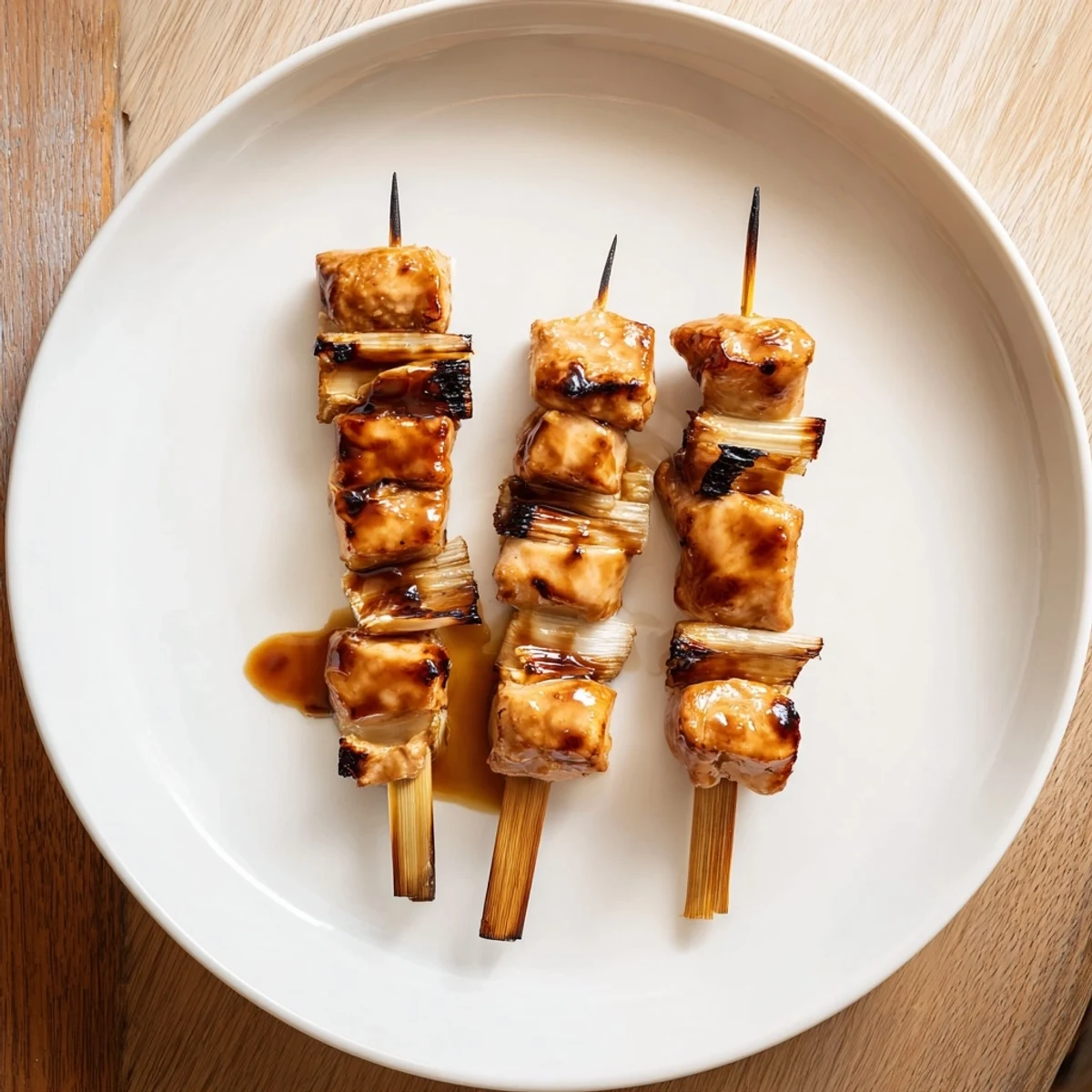 Smoky scallion aroma and sticky tare, Japanese Chicken Yakitori Recipe with rice.