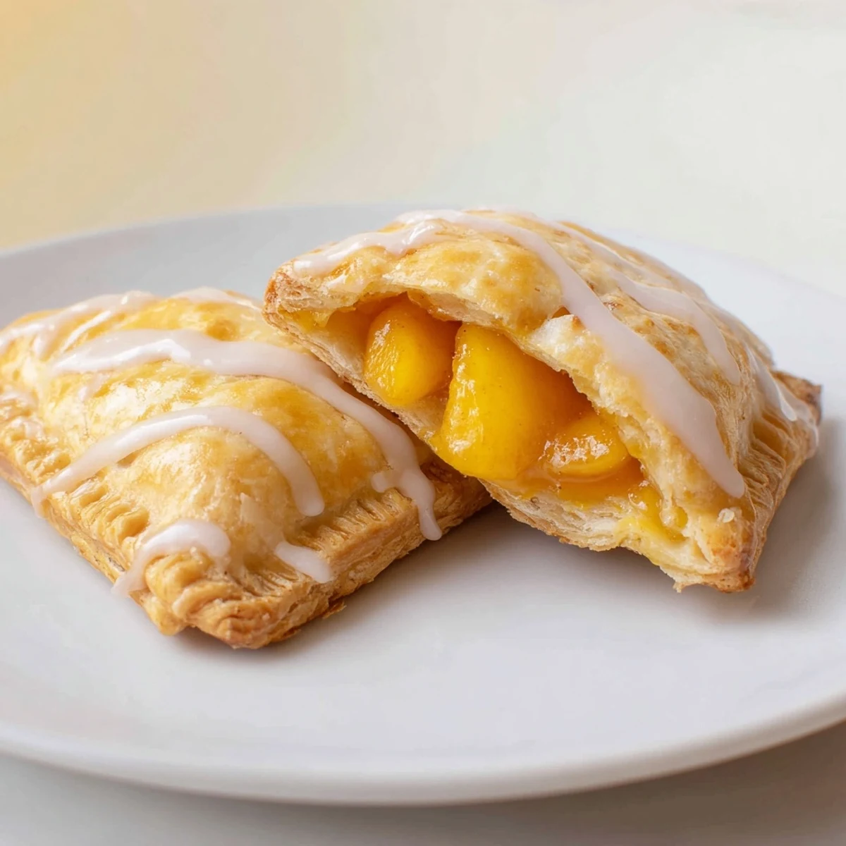 Slice-ready Peach Pop Tarts Classic served with coffee, bright peach aroma.