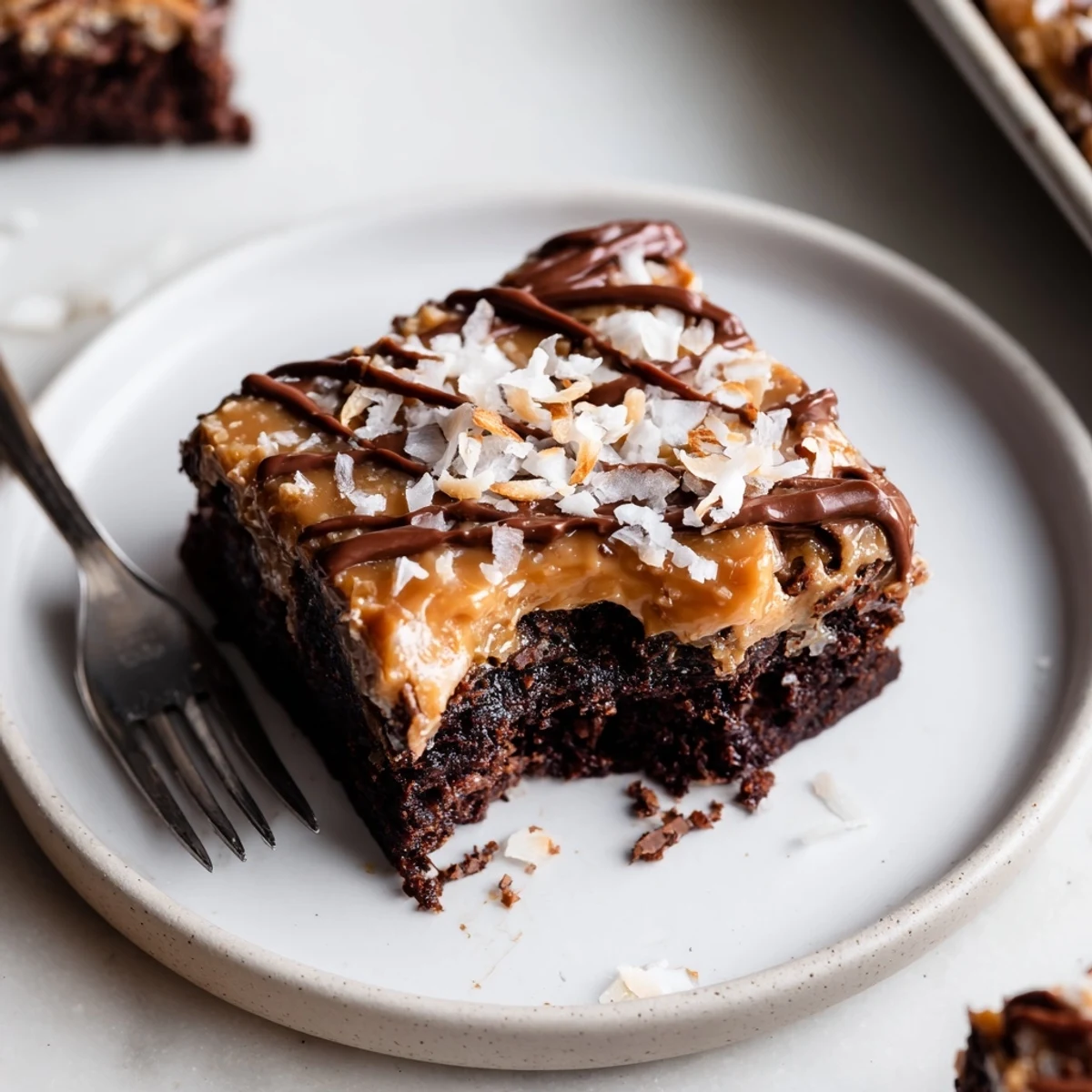 Samoa Brownies: fudgy squares topped with gooey caramel and toasted coconut