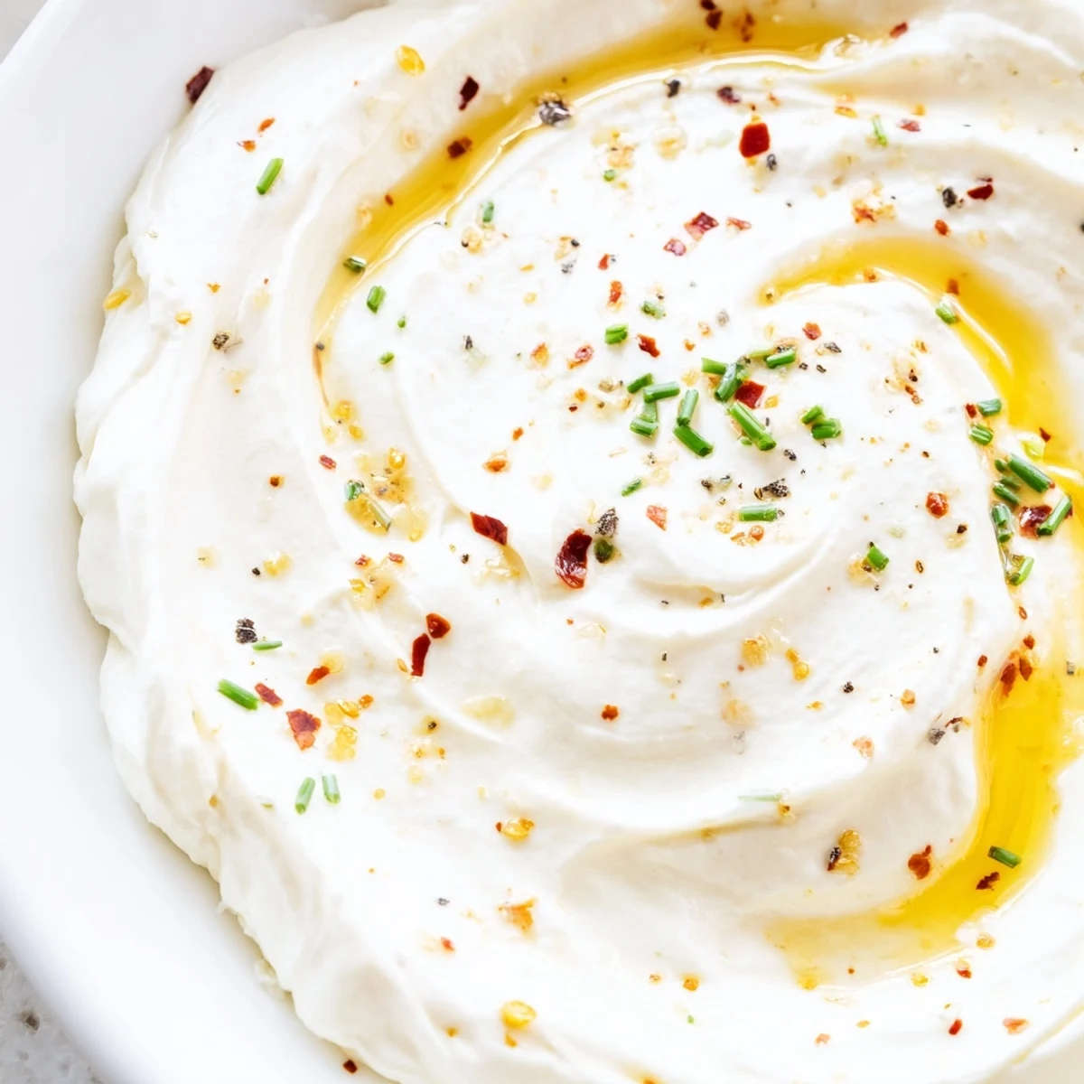 Smooth Mediterranean feta spread drizzled with warm red pepper honey for appetizers