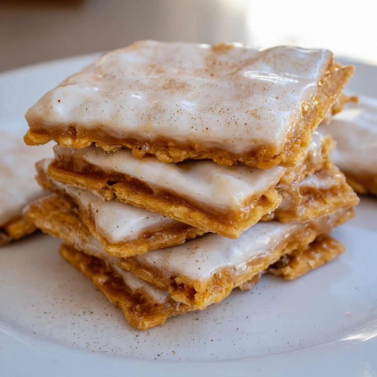 Crispy churro saltine white toffee squares drizzled with smooth creamy white chocolate