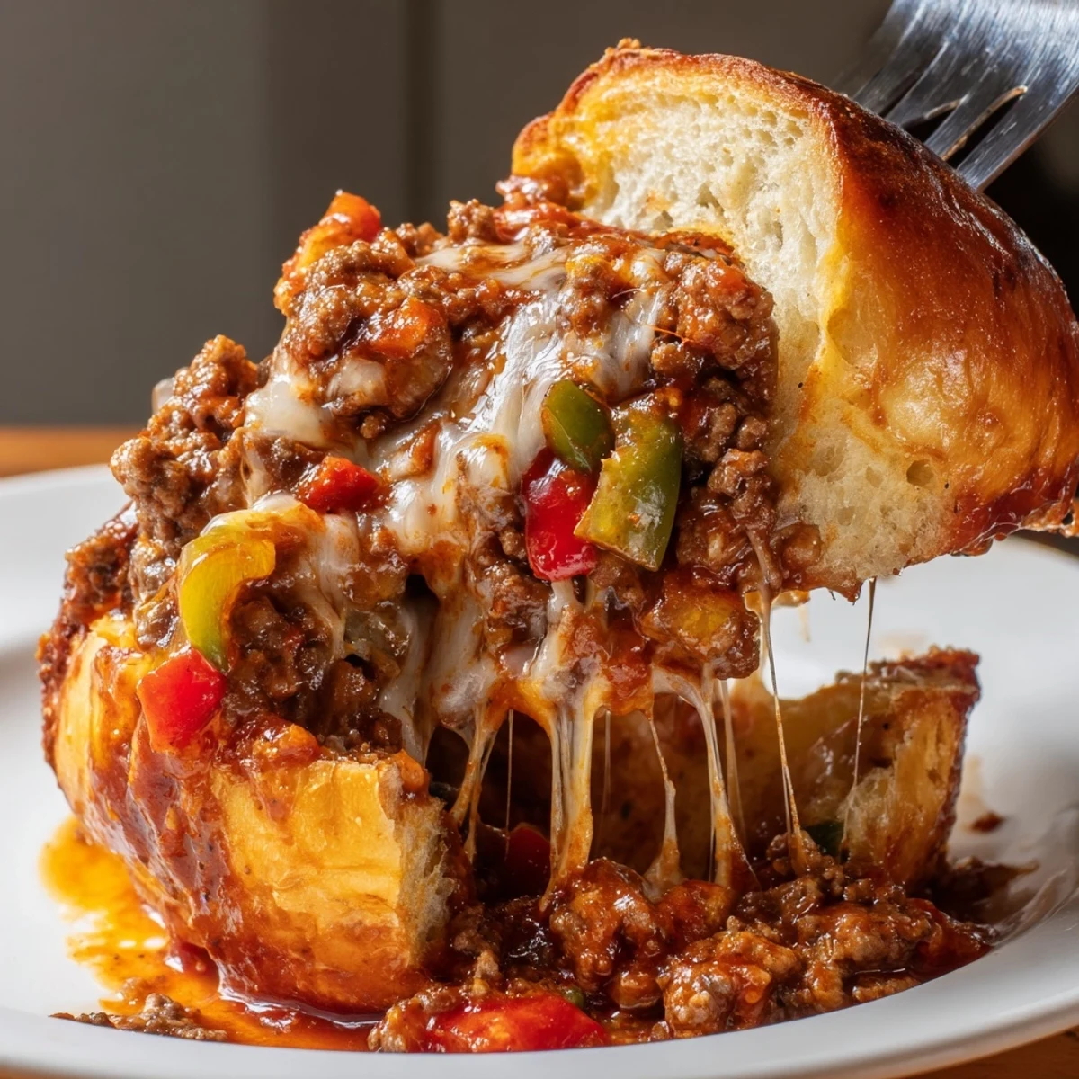 Gooey cheesy Philly Sloppy Joes piled high on golden toasted brioche buns