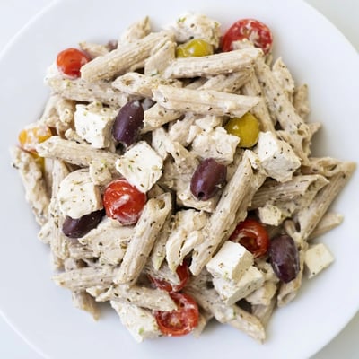 High Protein Greek Pasta Salad